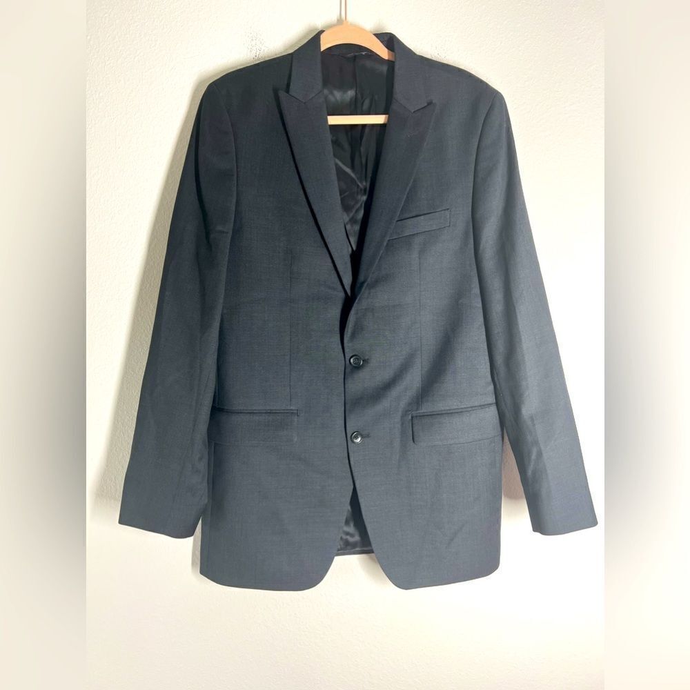 Marc Anthony Sportcoat Blazer Men’s Size 40L Gray Lined Suit Jacket 100% Wool